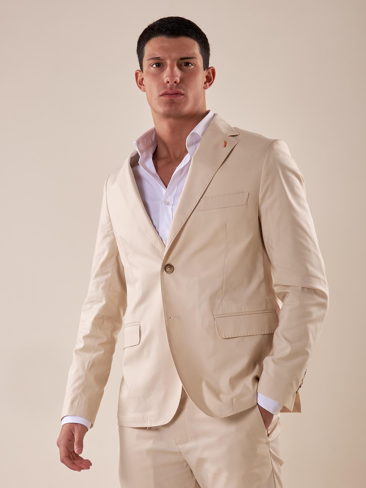 Giacca uomo due bottoni regular fit asca con pattine. OE1S2S5G12 BURRO OVER-D Uomo 
