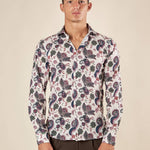 Camicia da uomo manica lunga in tessuto stretch fantasia. OE1F2W5C14 PANNA OVER-D Uomo 