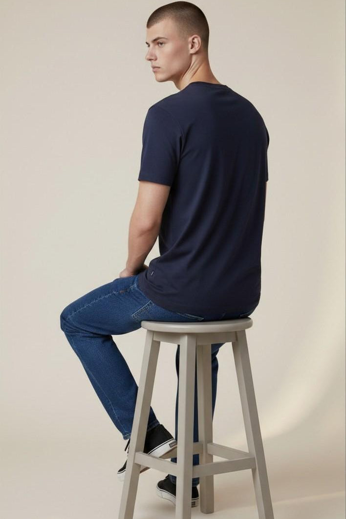 T-Shirt Uomo a Manica Corta in Tessuto Tecnico Traspirante M49930 BLU SUPERIOR VINTAGE Uomo 