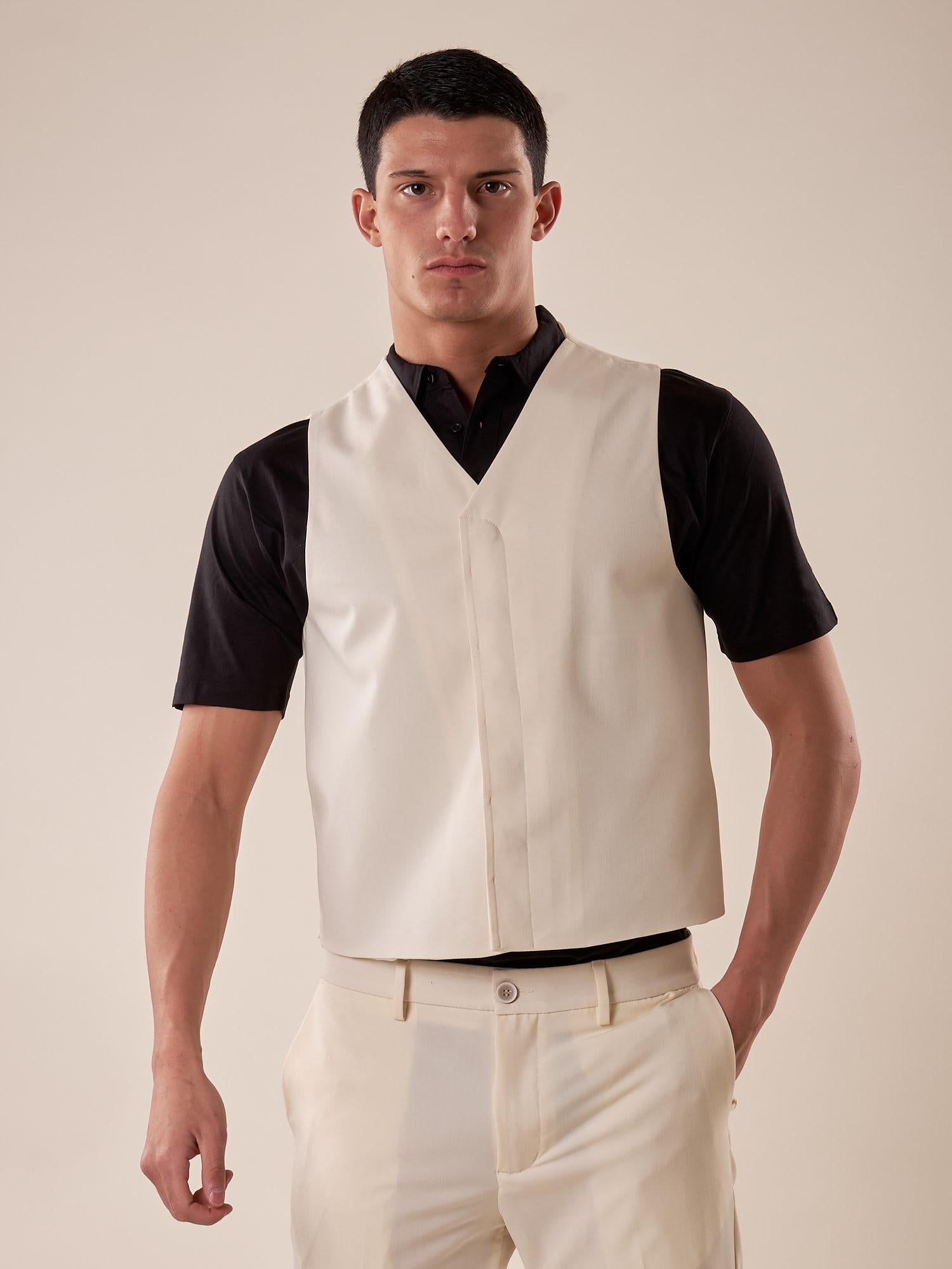 Gilet uomo abbottonatura nascosta. OE1S2S5I01 BURRO OVER-D Uomo 