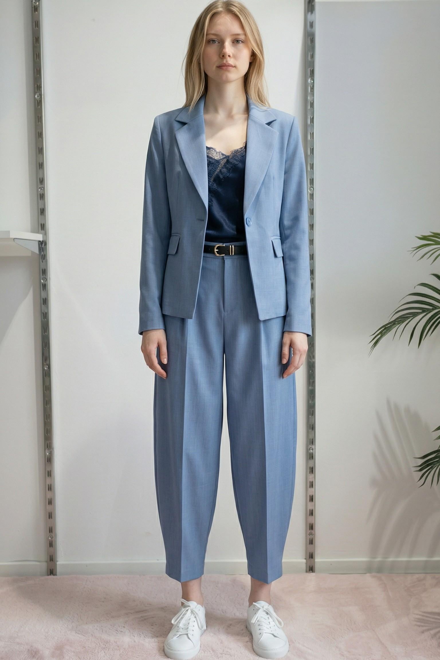 Pantalone Donna Balloon alla Caviglia con Pinces e Tasche Dietro con Pattine. PG114P POLVERE EXTASY 