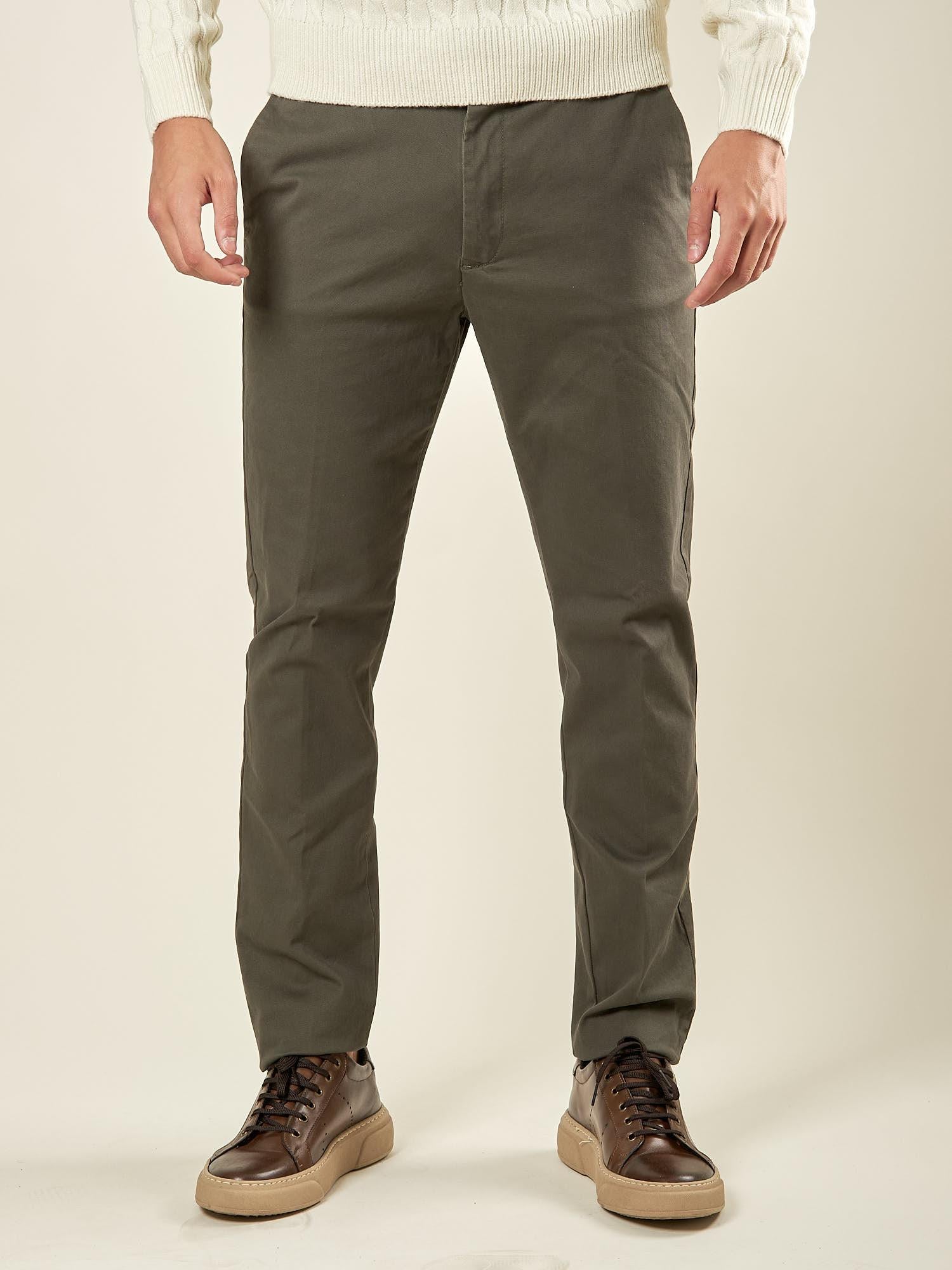 Pantalone Uomo in Cotone Elasticizzato Invernale con Tasche allAmericana. Comfort e Stile per la Stagione Fredda. PSI1781H VERDE HAMAKI-HO 
