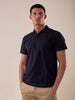Men's short-sleeved polo shirt with derby collar, stretch piquet.