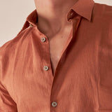Camicia da uomo manica corta in misto lino. CE1261H RAME HAMAKI-HO 