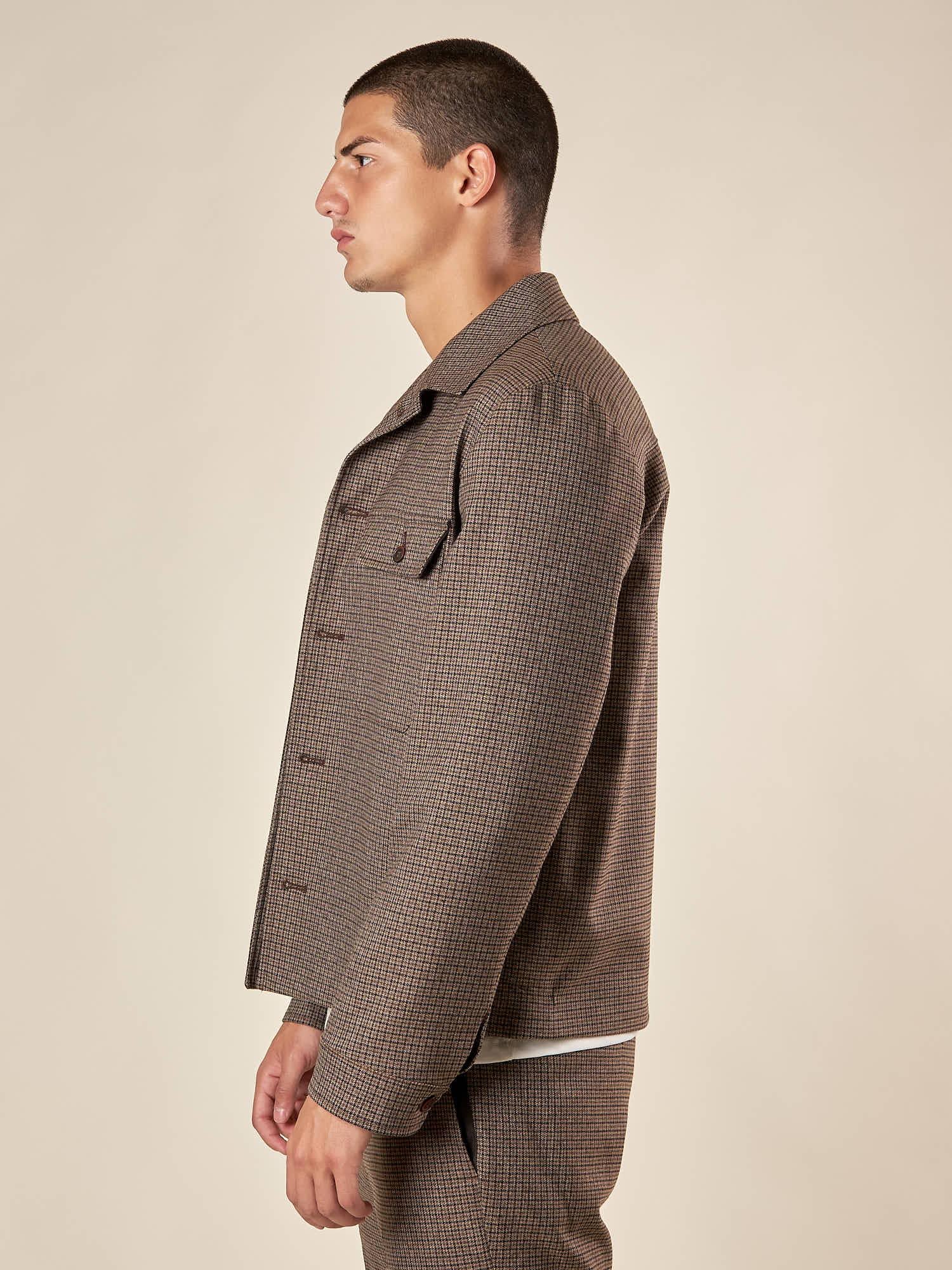 Giubbino Worker da Uomo in Tessuto Quadrettino  Stile Utility con Dettagli Funzionali OE1F2W5J46 MORO OVER-D 