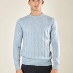 Maglia Uomo in Misto Cashmere a Trecce. Eleganza e Comfort per Ogni Occasione. CON4209225 BLU NUVOLA CONSENSO 