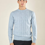 Maglia Uomo in Misto Cashmere a Trecce. Eleganza e Comfort per Ogni Occasione. CON4209225 BLU NUVOLA CONSENSO 