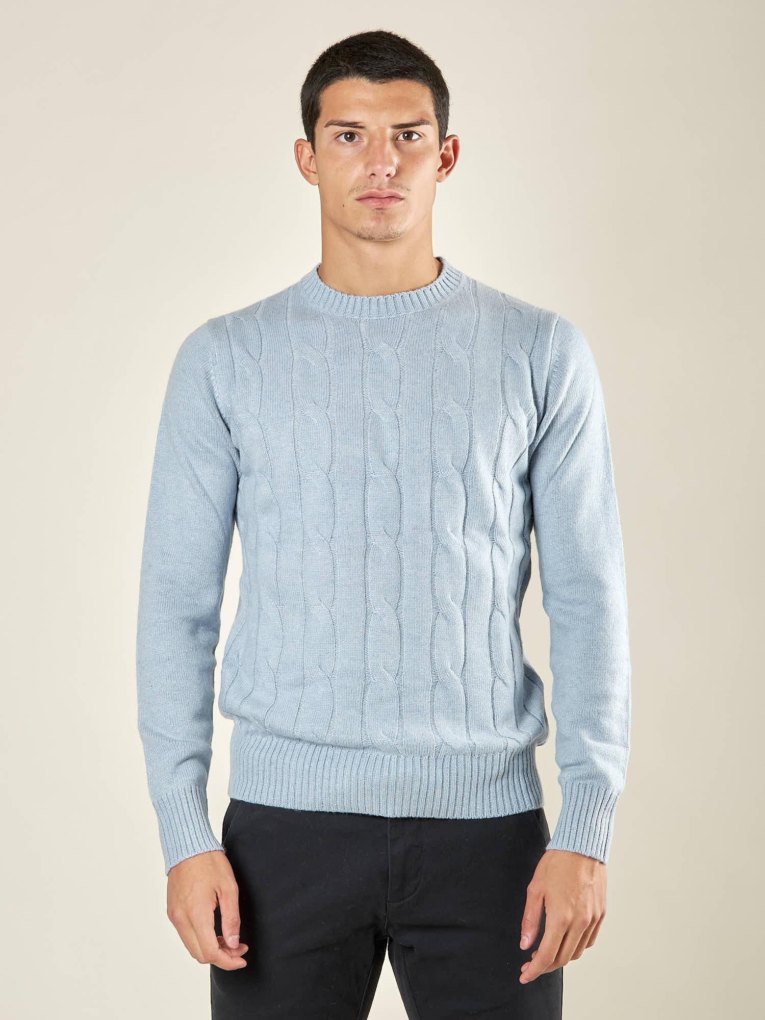Maglia Uomo in Misto Cashmere a Trecce. Eleganza e Comfort per Ogni Occasione. CON4209225 BLU NUVOLA CONSENSO 