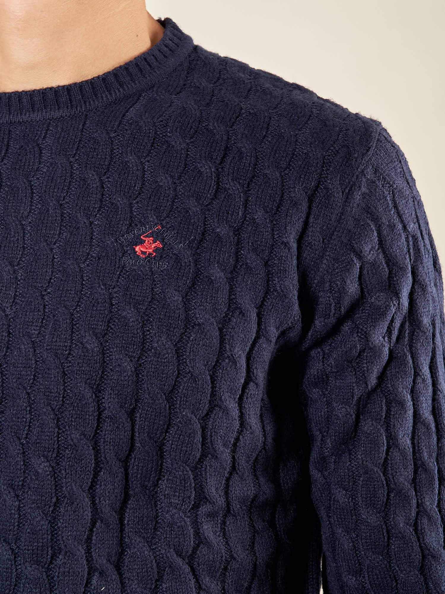 Maglia Uomo Invernale a Trecce in Misto Acrilico. Calore, Stile e Comfort per la Stagione Fredda. M431718 BLU BEVERLY HILLS POLO CLUB 