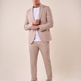 Abito tessuto gessato elasticizzato tasca toppe due spacchetti uomo. CARAIBI BEIGE MULISH Uomo 