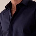 Camicia manica lunga stretch bottoni ricoperti slim con riprese. FBDERBY BLU FB Uomo 