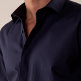 Camicia manica lunga stretch bottoni ricoperti slim con riprese. FBDERBY BLU FB Uomo 