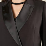 Giacca donna smoking doppio petto, con revers a lancia, tasche e bottoni in raso. GI003042 NERO ARTIGLI 