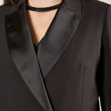 Giacca donna smoking doppio petto, con revers a lancia, tasche e bottoni in raso. GI003042 NERO ARTIGLI 