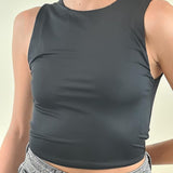 Top Donna Corto Basic a Spalla Larga Effetto Second Skin. F9121 NERO VINCE OTTO 