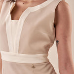 Abito tubino bicolore donna AB000933 BEIGE/AVORIO ARTIGLI 