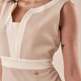 Abito tubino bicolore donna AB000933 BEIGE/AVORIO ARTIGLI 