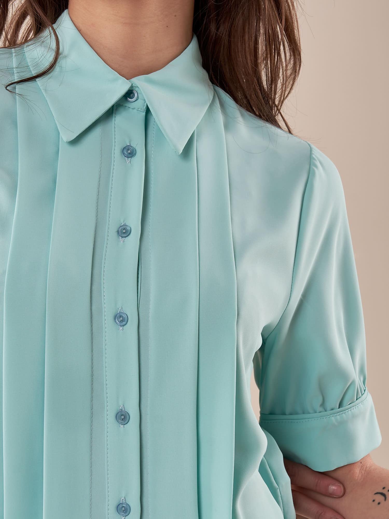 Camicia con pieghe manica corta donna CA001784 TIFFANY ARTIGLI 