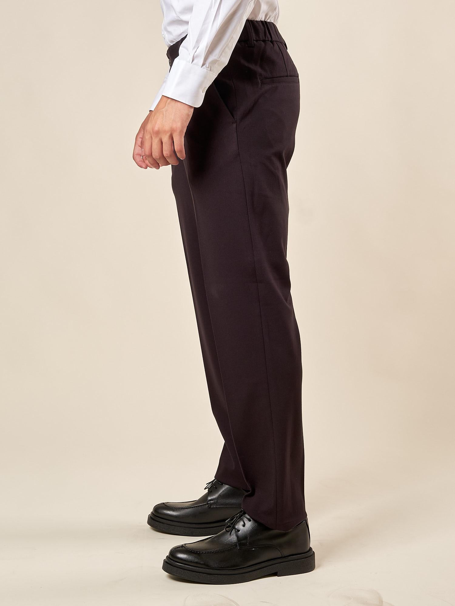 Pantalone da Uomo in Tessuto Punto Milano Pinces, Tasche allAmericana ed Elastico Dietro per Comfort e Stile. PSI1800H NERO HAMAKI-HO 