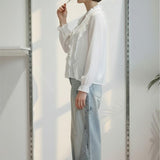 Camicia da donna a maniche lunghe con rouches PG120M BIANCO EXTASY 