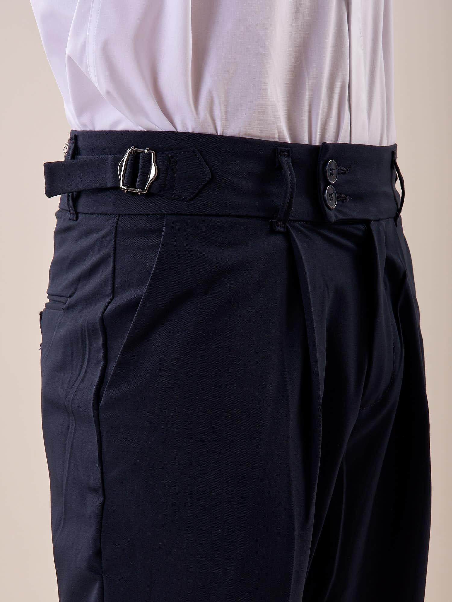 Pantalone doppio bottone tasca america con fibbie laterali uomo. GPE511 BLU BLACKSUNDAY 