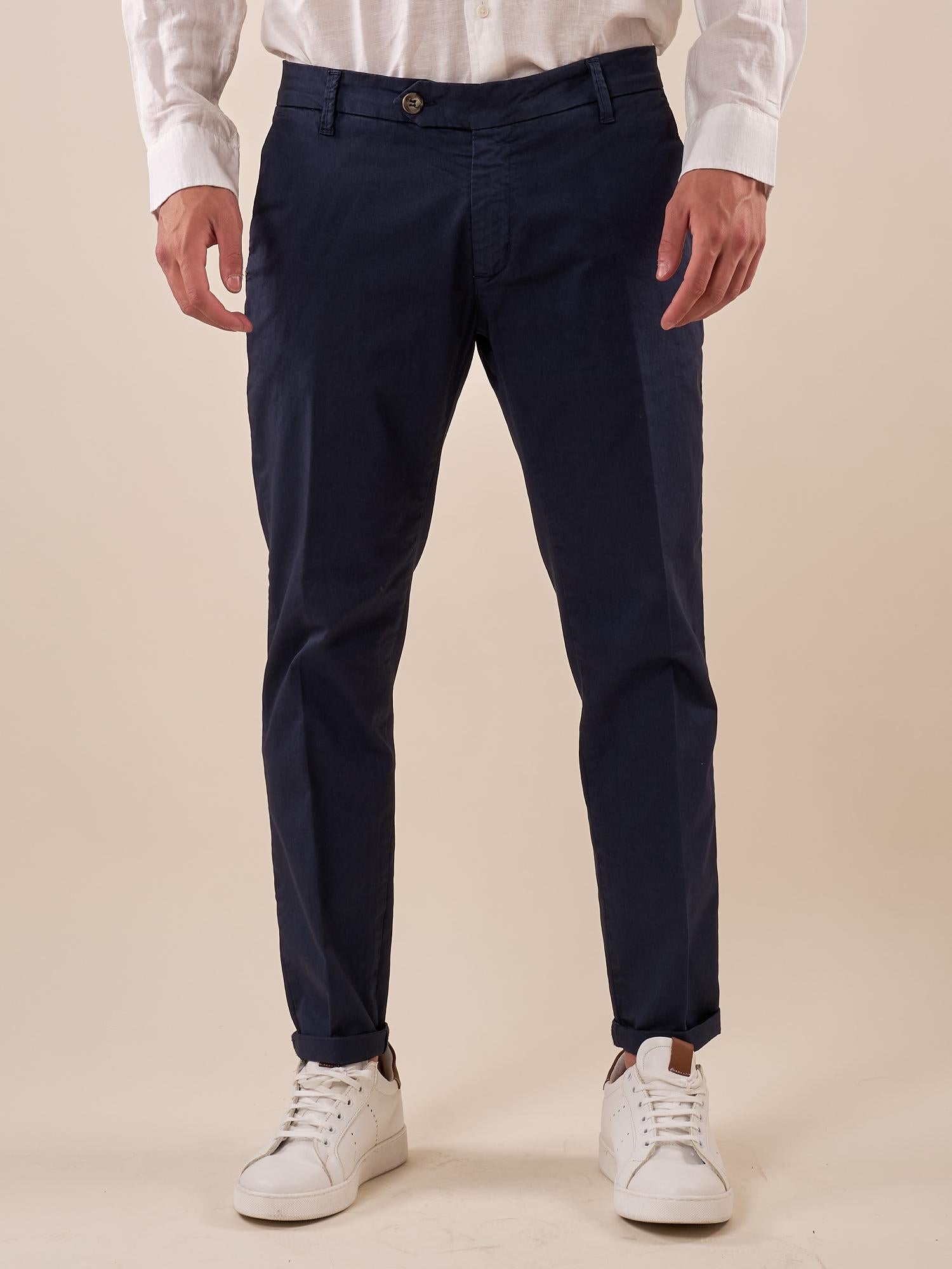 Pantalone Uomo Capri Slim in Cotone Elasticizzato con Tasche allAmericana GPE500 BLU BLACKSUNDAY 