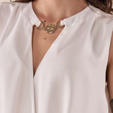 Blusa donna in crepe con elastico al fondo e giromanica. BL002332 PANNA ARTIGLI 