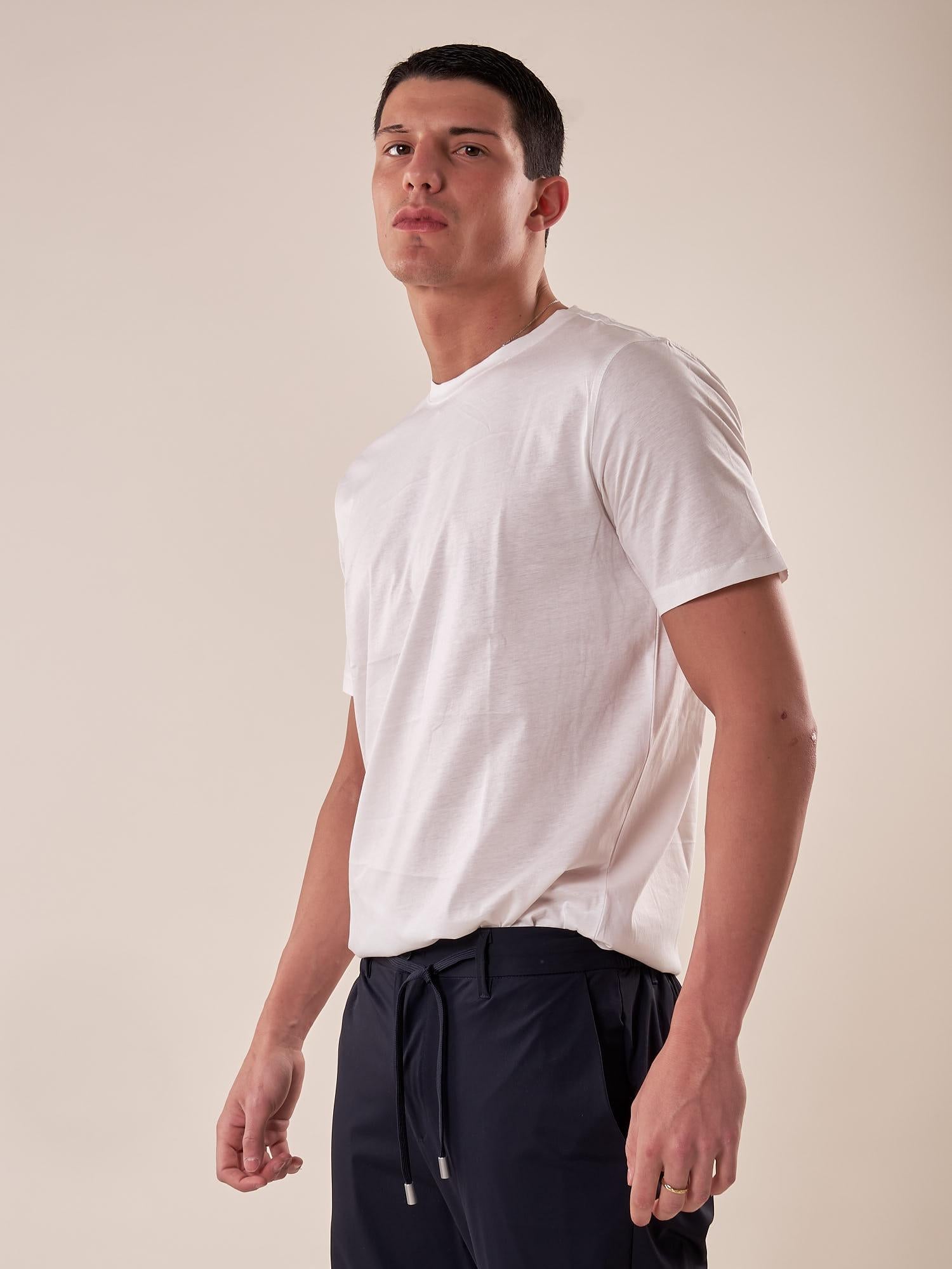 T-Shirt manica corta cotone mercerizzato uomo. OC1S2S5T10 BIANCO OVER-D 