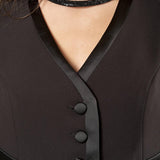 Gilet donna corto con bordi in raso. Tasche a filetto e bottoncini tono su tono. GL003001 NERO ARTIGLI 
