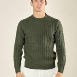 Maglia Uomo Invernale a Trecce in Misto Acrilico. Calore, Stile e Comfort per la Stagione Fredda. M431718 VERDE BEVERLY HILLS POLO CLUB 
