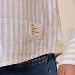 Camicia manica lunga rigata misto lino collo con bottoncino a scomparsa uomo. OC1S2S5C11 BAMBOO OVER-D Uomo 