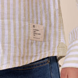 Camicia manica lunga rigata misto lino collo con bottoncino a scomparsa uomo. OC1S2S5C11 BAMBOO OVER-D Uomo 