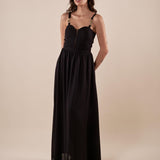 Abito Donna lungo elegante cerimonia spallina stretta. AB000826 NERO ARTIGLI 