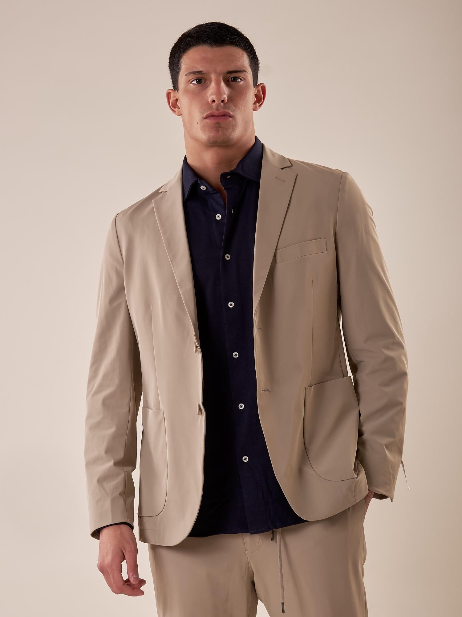Giacca tessuto tecnico stretch no stiro uomo. GAE1596H BEIGE HAMAKI-HO 