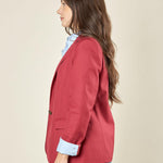 Giacca donna monopetto. Petto a lancia, bottone a contrasto e tasche a pattin GI003118 BORDEAUX ARTIGLI 