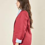 Giacca donna monopetto. Petto a lancia, bottone a contrasto e tasche a pattin GI003118 BORDEAUX ARTIGLI 