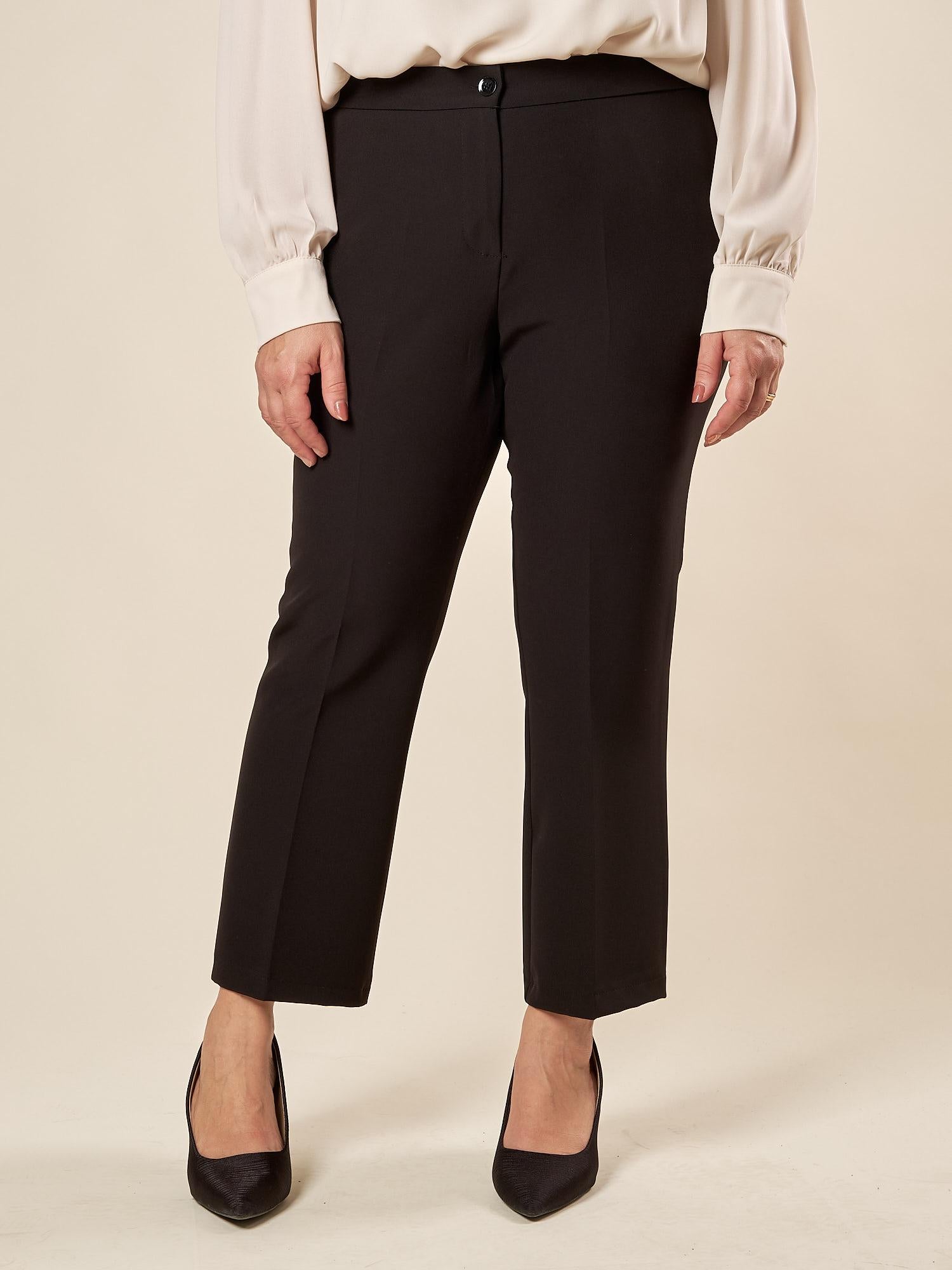 Pantalone Donna Curvy a Zampetta  Tessuto Tecnico con Elastico Posteriore. F646YBFFEDE NERO Lizalù 
