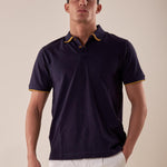 Polo manica corta con riga collo a contrasto uomo. PE123H BLU HAMAKI-HO 