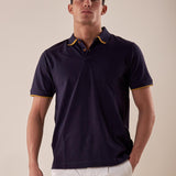 Polo manica corta con riga collo a contrasto uomo. PE123H BLU HAMAKI-HO 