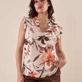 Blusa Donna Giromanica con Stampa Floreale ROMI/D2510 TIERRA ROMIHO 
