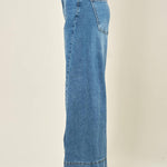 Jeans donna a palazzo. Modello 5 tasche con cuciture laterali. AMR/DX6024 DENIM EXTASY 