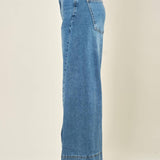 Jeans donna a palazzo. Modello 5 tasche con cuciture laterali. AMR/DX6024 DENIM EXTASY 