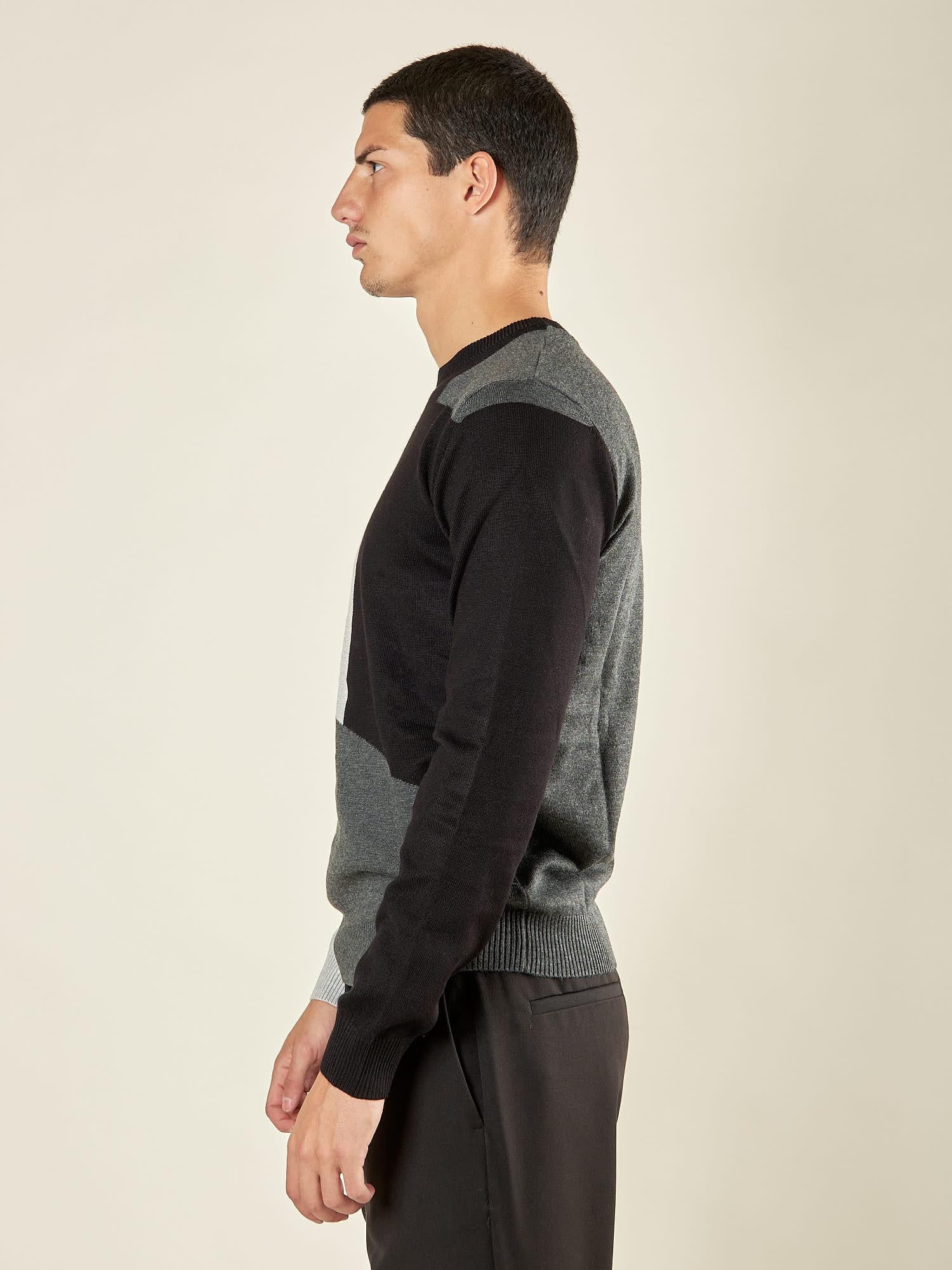 Maglia Uomo Invernale Girocollo in Misto Viscosa con Intarsi. Eleganza e Comfort in Stile Moderno. MI3172H NERO HAMAKI-HO 