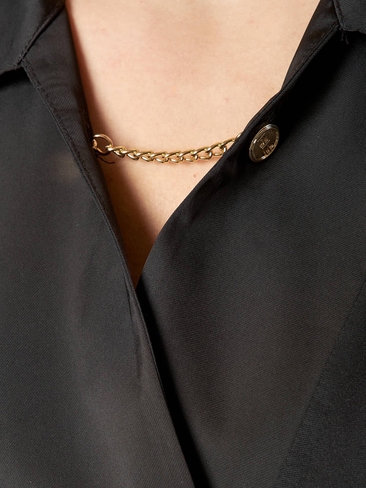 Camicia donna body con rifiniture in raso. Scollo a incrocio, dettaglio gemello. BD003629 NERO ARTIGLI 