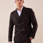 Abito classico giacca doppio petto rever a lancia uomo. OC1S2S5A06 NERO OVER-D 
