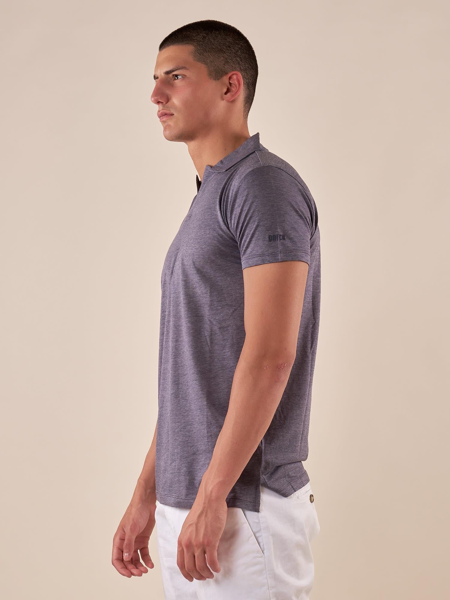 Polo da uomo manica corta in cotone mercerizzato con collo derby. DM9303 BLU DATCH 