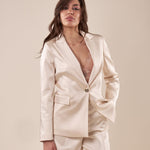 Giacca monopetto in tessuto raso manica lunga donna. GI000966 AVORIO ARTIGLI 