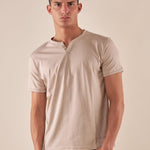 T-shirt Uomo in cotone 100% con colletto serafino. BAM5455 DESERT STONE BACI & ABBRACCI 