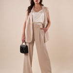 Pantalone Donna palazzo con pences ed elastico sul retro. KAR857/321EC BEIGE EXTASY 