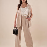 Pantalone Donna palazzo con pences ed elastico sul retro. KAR857/321EC BEIGE EXTASY 